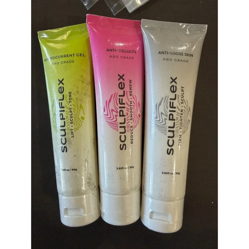Sculpiflex Pro Grade 3pc Set Microcurrent Gel Anti-Cellulite Anti-Loose Skin 80g